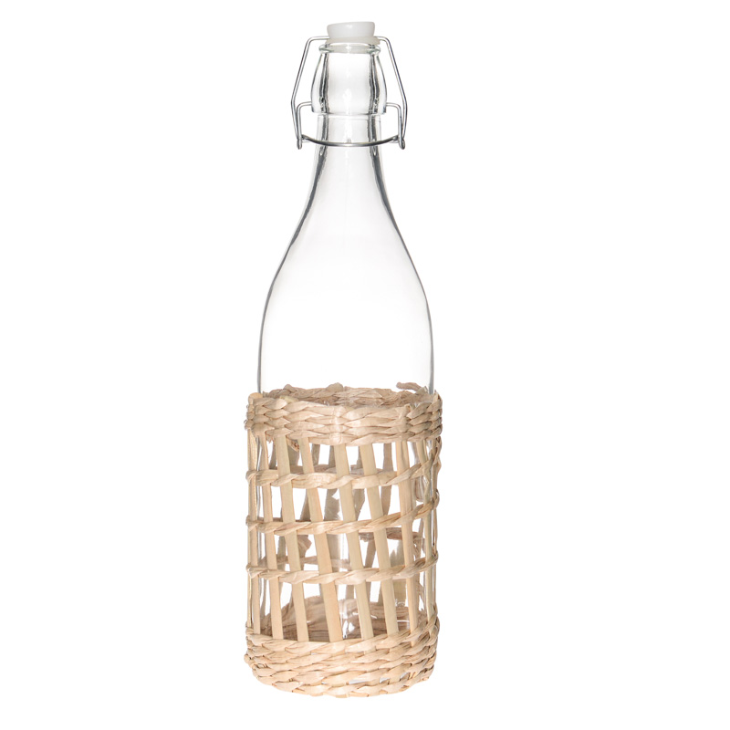 Bouteille en verre avec tressage