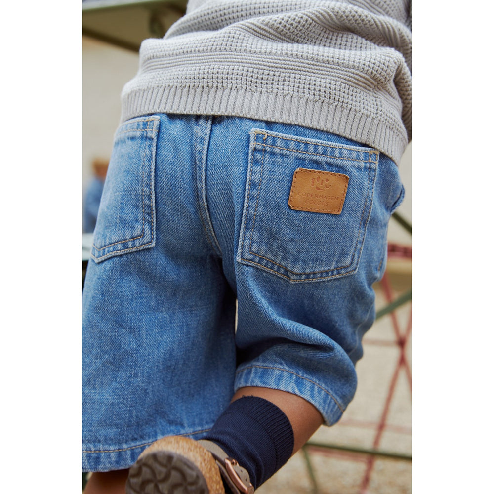 Køb COPENHAGEN COLORS Lt Blue Indigo Washed Organic Wide Leg Denim Shorts