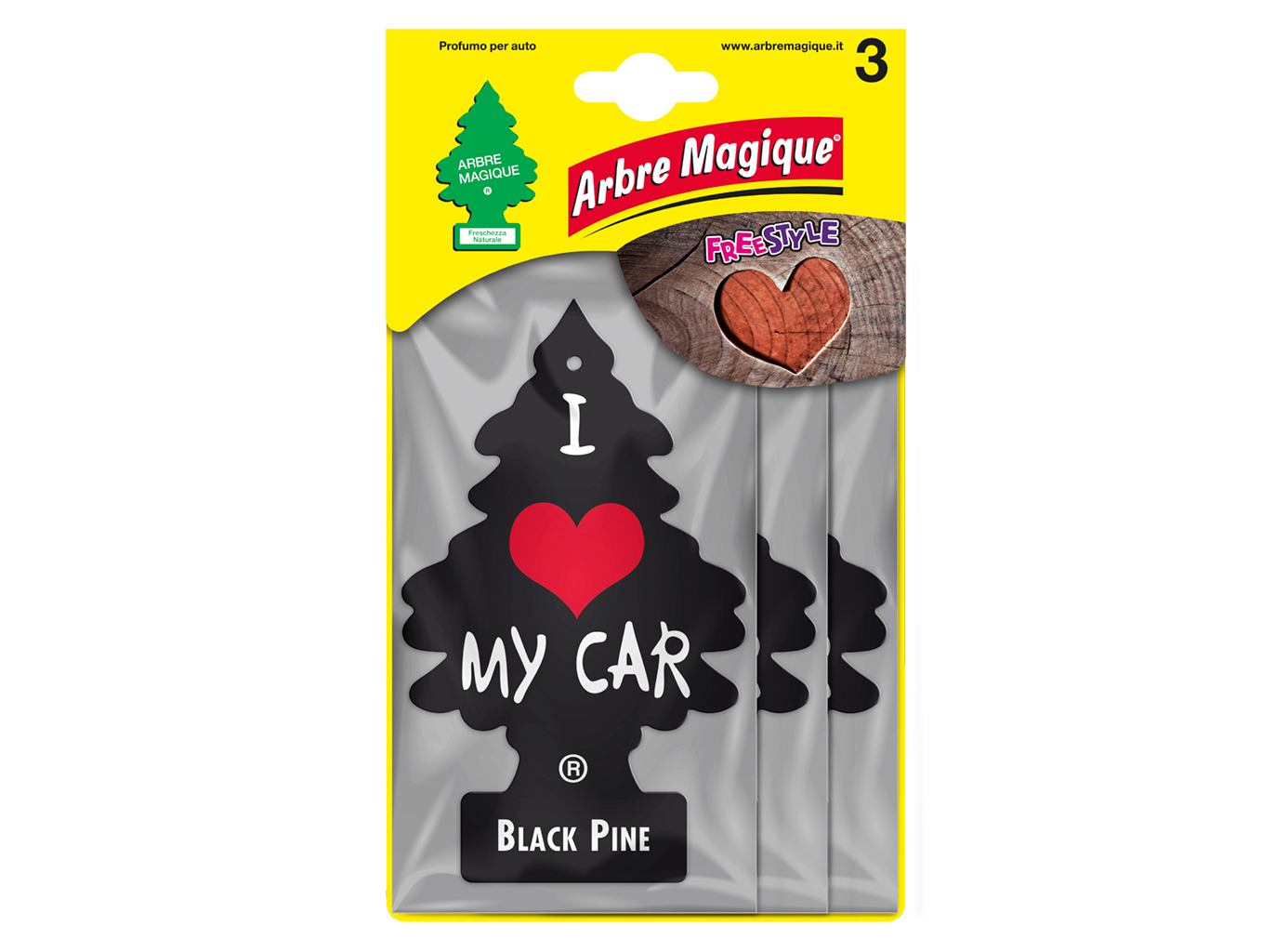 AMBIENTADOR AUTOMÓVEL ARBRE MAGIQUE BLACK PINE PACK 3 UNIDADES