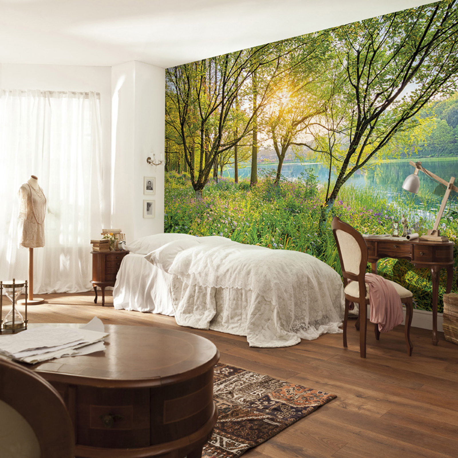 Papier-Fototapete SPRING LAKE - grün - 368x254 cm