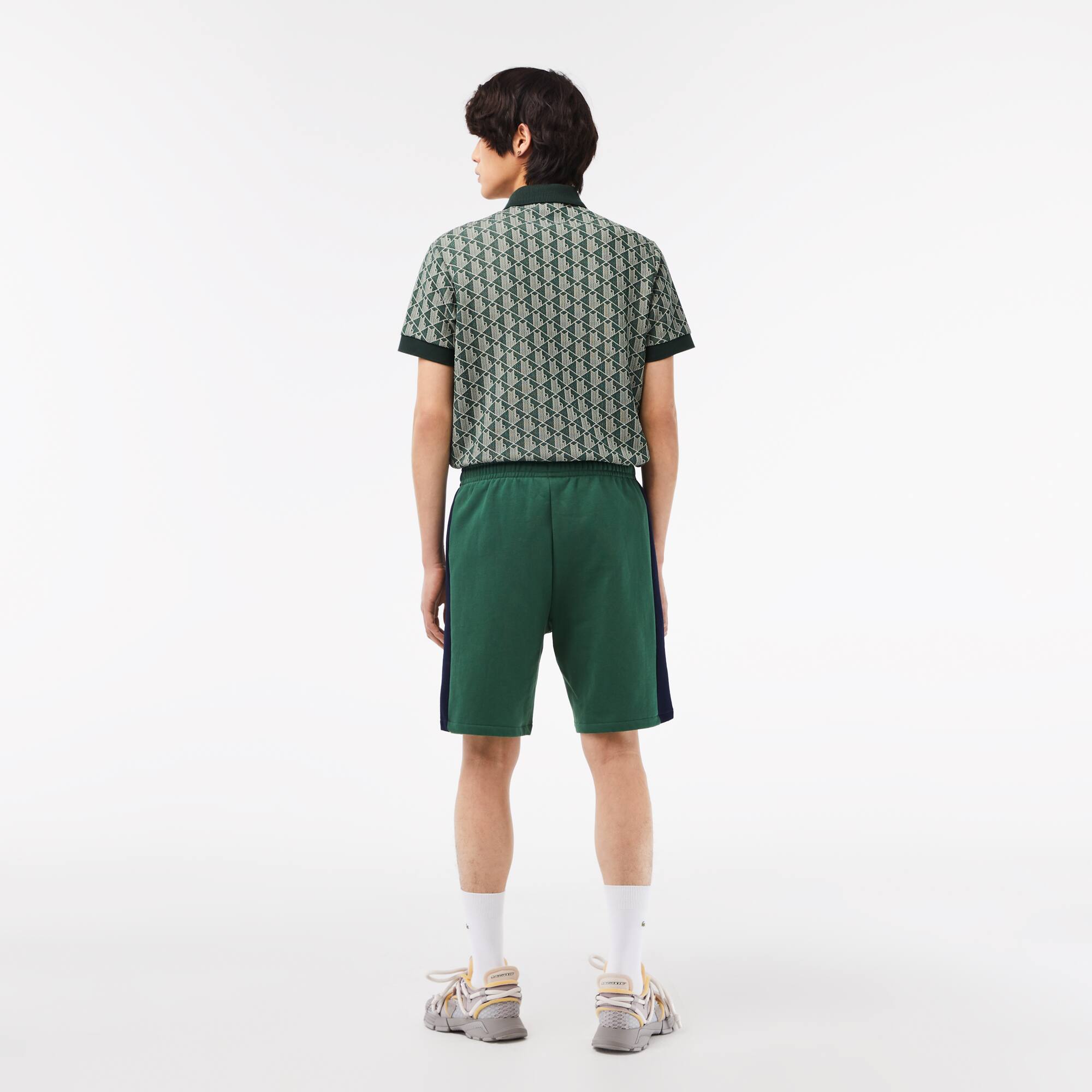 Herren LACOSTE Shorts aus aufgerautem Fleece mit Colourblock Bermudas - Grün - Lacoste - Herren