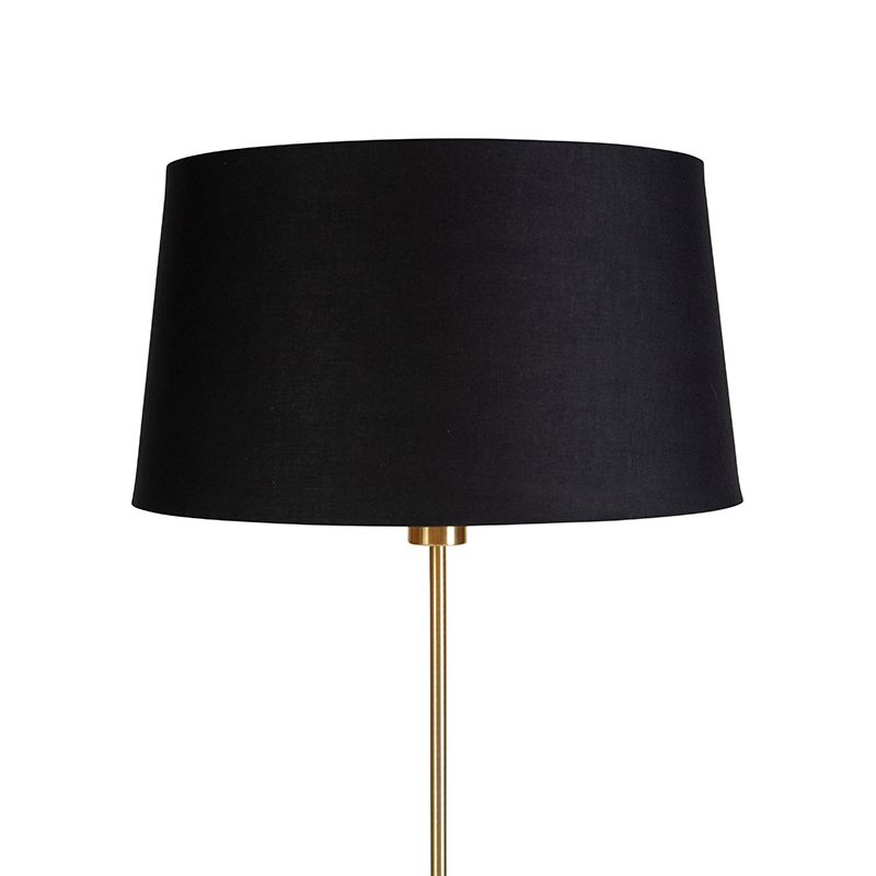Vloerlamp goud/messing met zwarte kap 45 cm verstelbaar - Parte