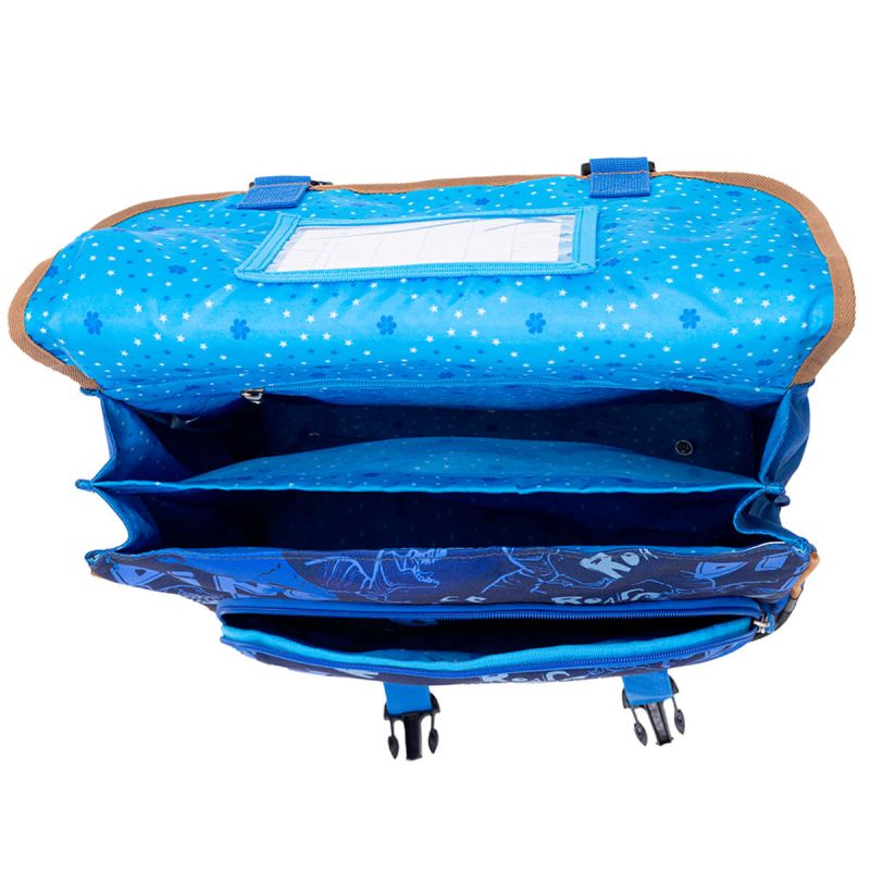 Cartable à roulettes scolaire Dino 41 cm Bleu