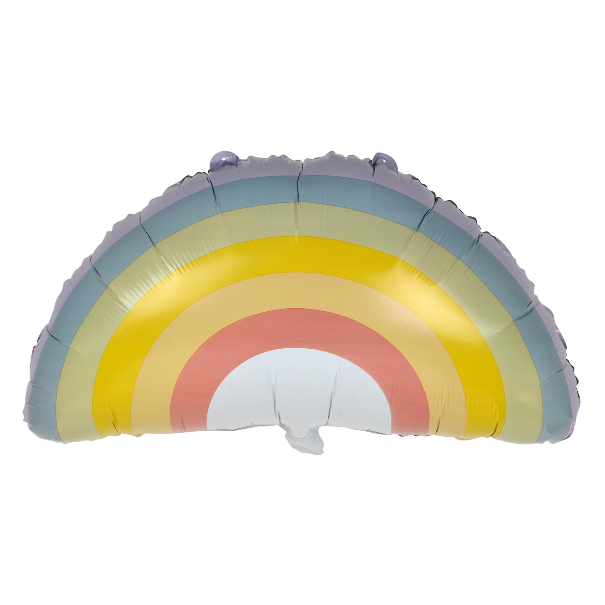 BALLON METALLISE ARC EN CIEL AVEC PAILLE 66X38CM RAINBOW