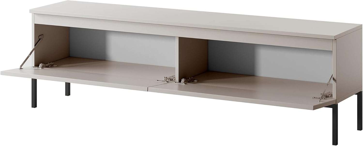 Selsey Bemmi - TV-Schrank Lowboard, Beige mit schwarzen Beinen, 150 cm