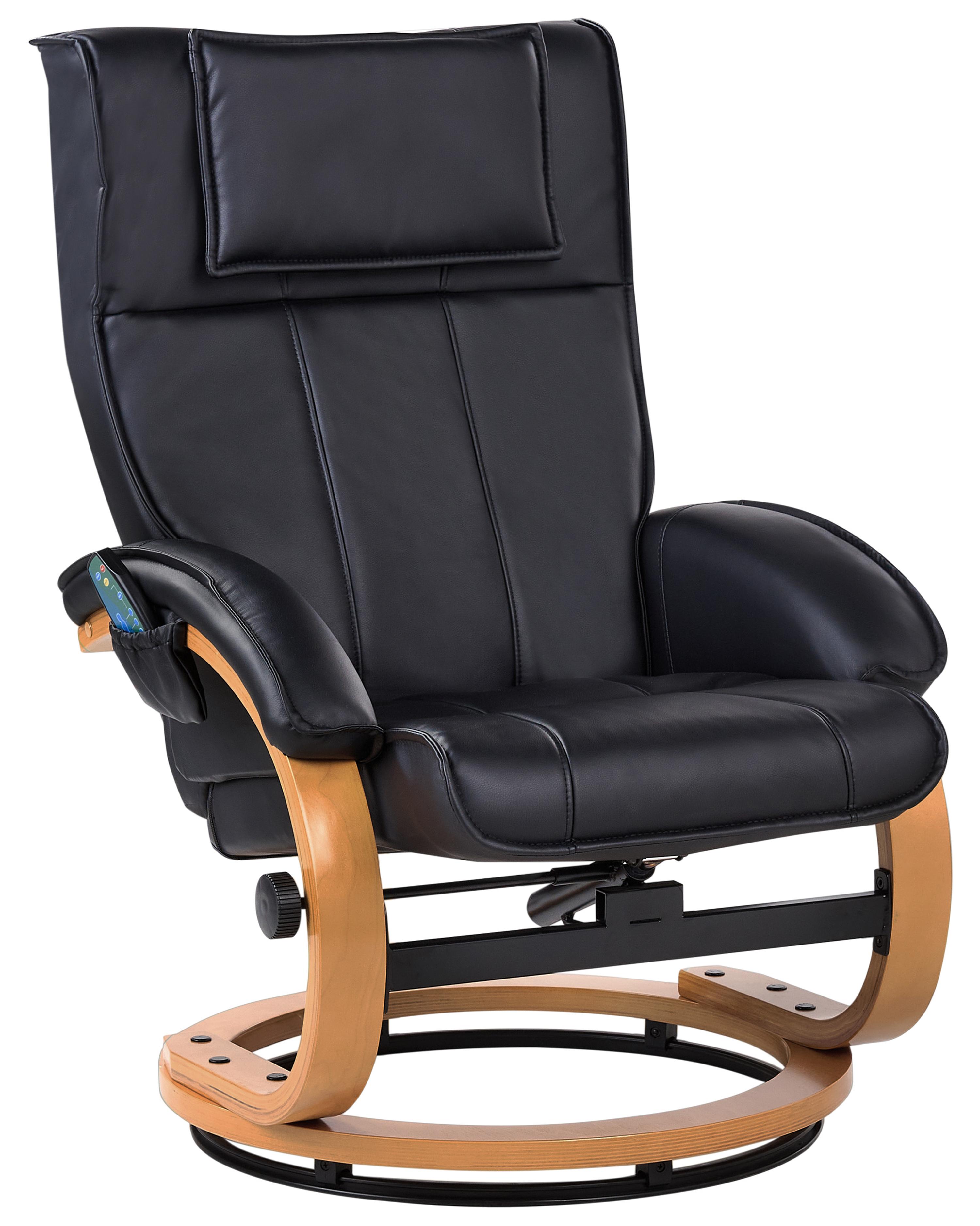 Massagestoel MAJESTIC met voetenbank Kunstleer Zwart