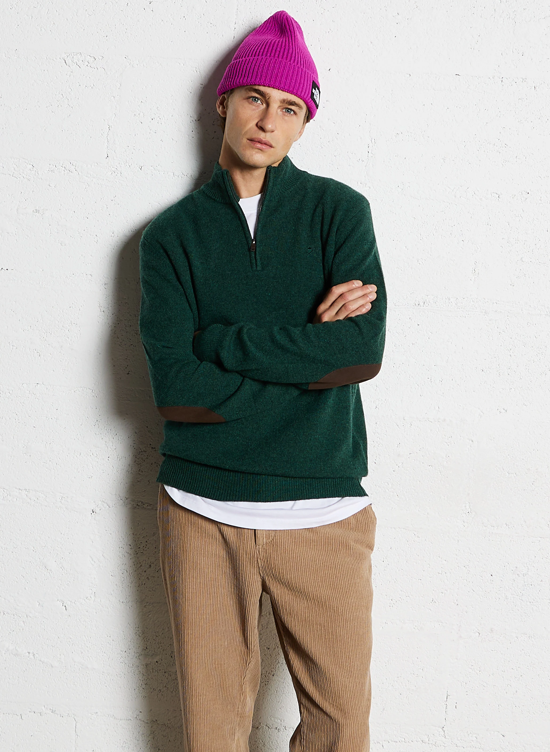 Pull zippé en laine | Vert