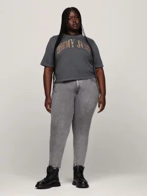Camiseta clássica com estampa de leopardo e efeito desbotado da Curve