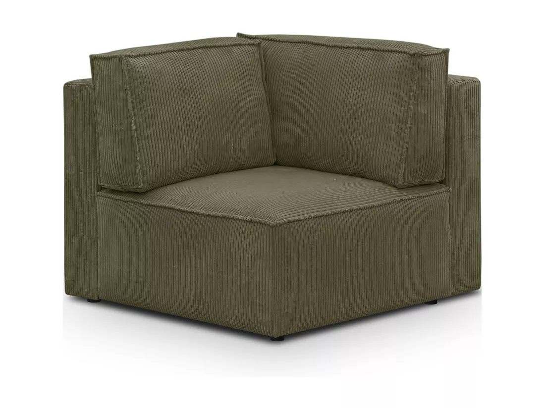 Module d'angle à gauche en velours côtelé vert kaki - Harper Mod