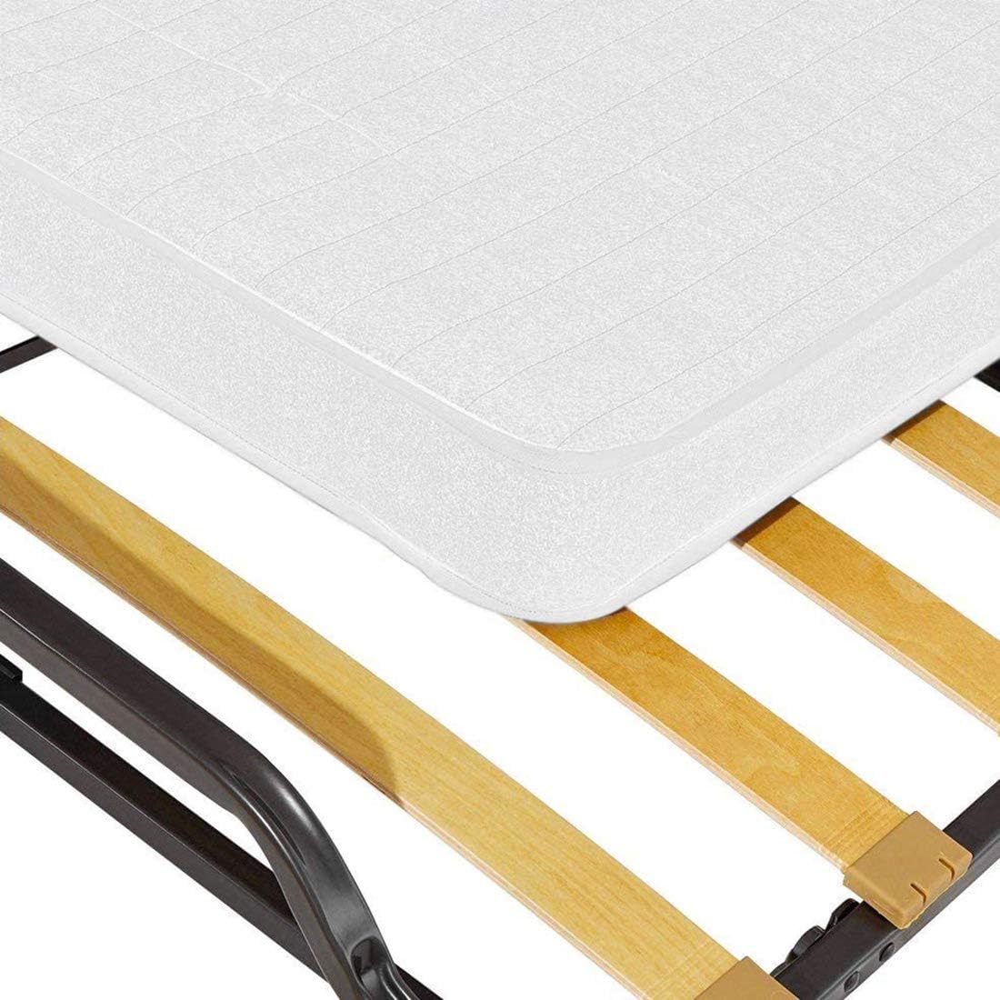 Cortassa Soluko - Klappbett mit 10 cm hoher Matratze aus Memory-Schaum, Einzel-Lattenrost mit Holzlatten 80 x 200 cm, platzsparendes Bett mit Rollen