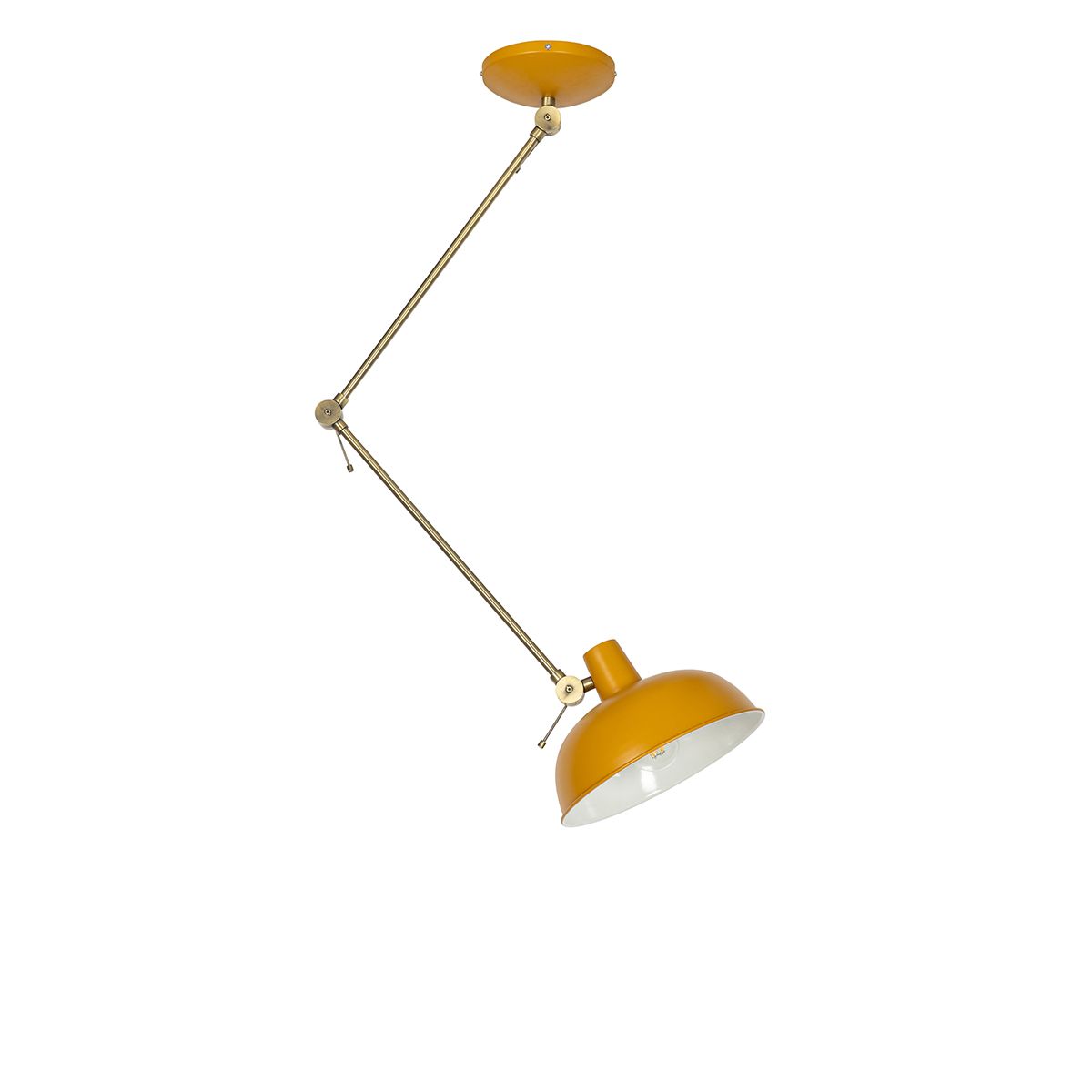 Retro plafondlamp geel met brons - Milou