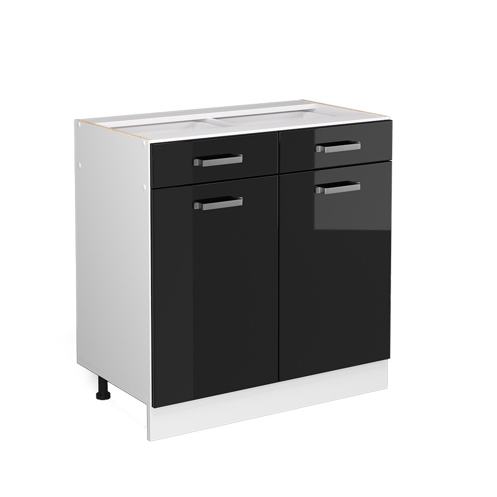 Vicco Schubunterschrank Küchenschrank R-Line Solid Weiß Schwarz 80 cm modern