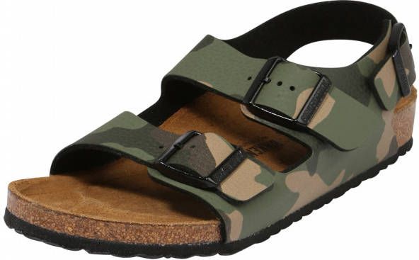 Birkenstock Milano Kids Sandalen Desert Soil Camouflage Khaki Narrow fit | Groen | Imitatieleer