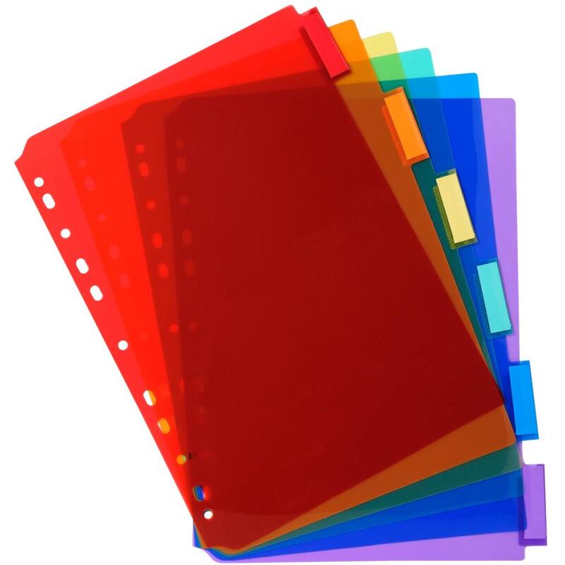 Intercalaires A4 PP transparent couleurs avec porte étiquette 6 positions