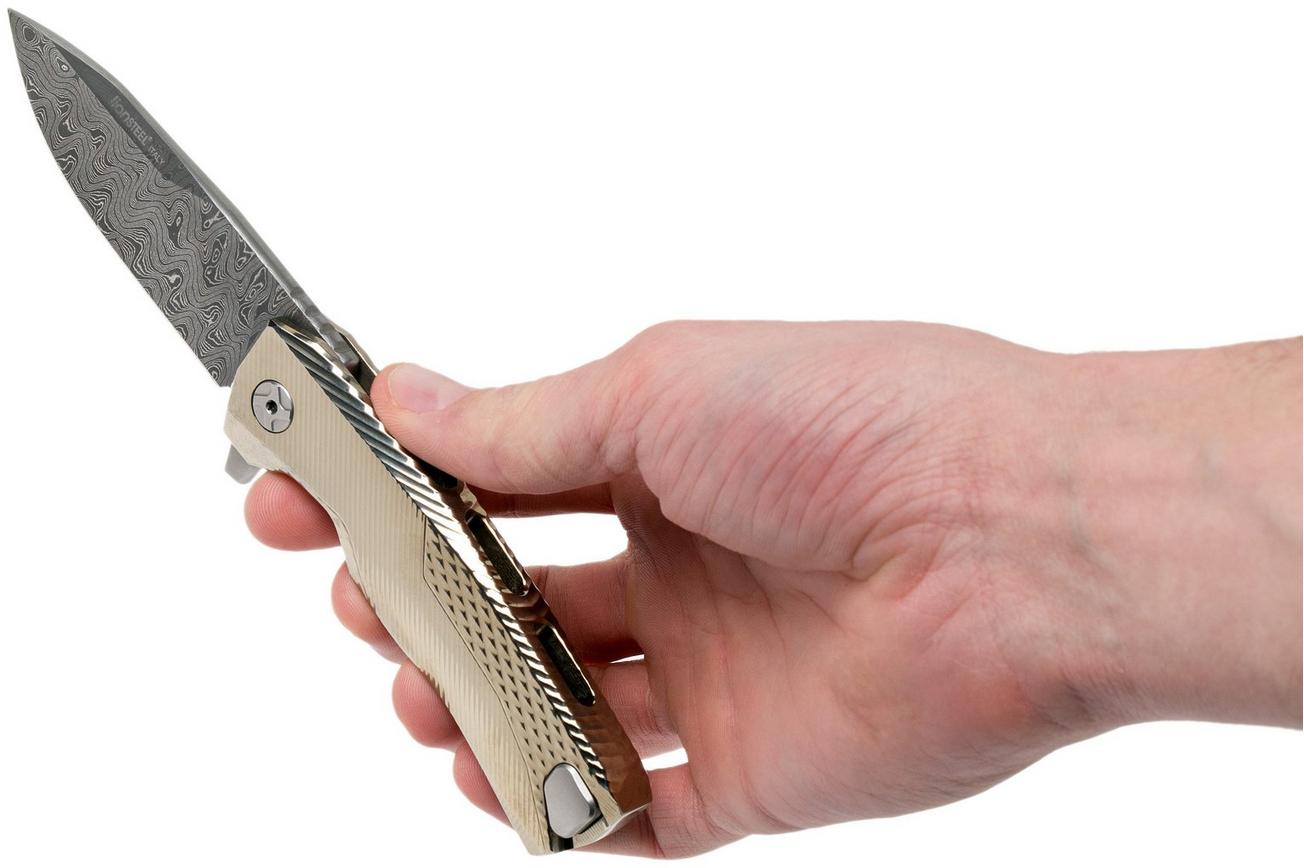 LionSteel ROK Damascus Gold Titanium ROK DD GL zakmes
