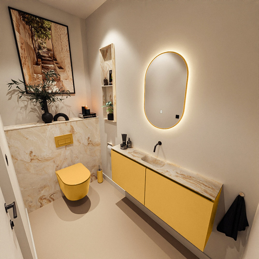 Mondiaz Glow ovale spiegel 45x90cm met verlichting ocher