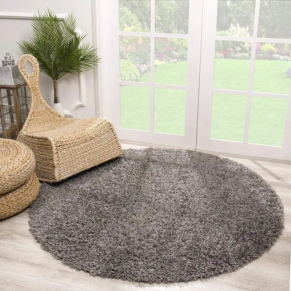Loca Shaggy Rond Vloerkleed Grijs Hoogpolig - 150 CM ROND