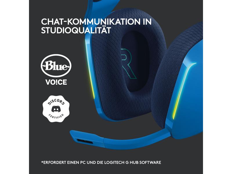 Logitech Headset G733 Lightspeed Blau Wireless-Gaming-Headset mit DTS 7.1 Surround-Sound und RGB Beleuchtung