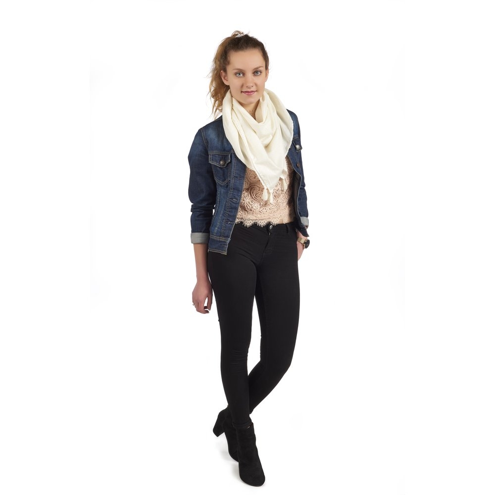 Foulard Pompon Blanc Pailleté