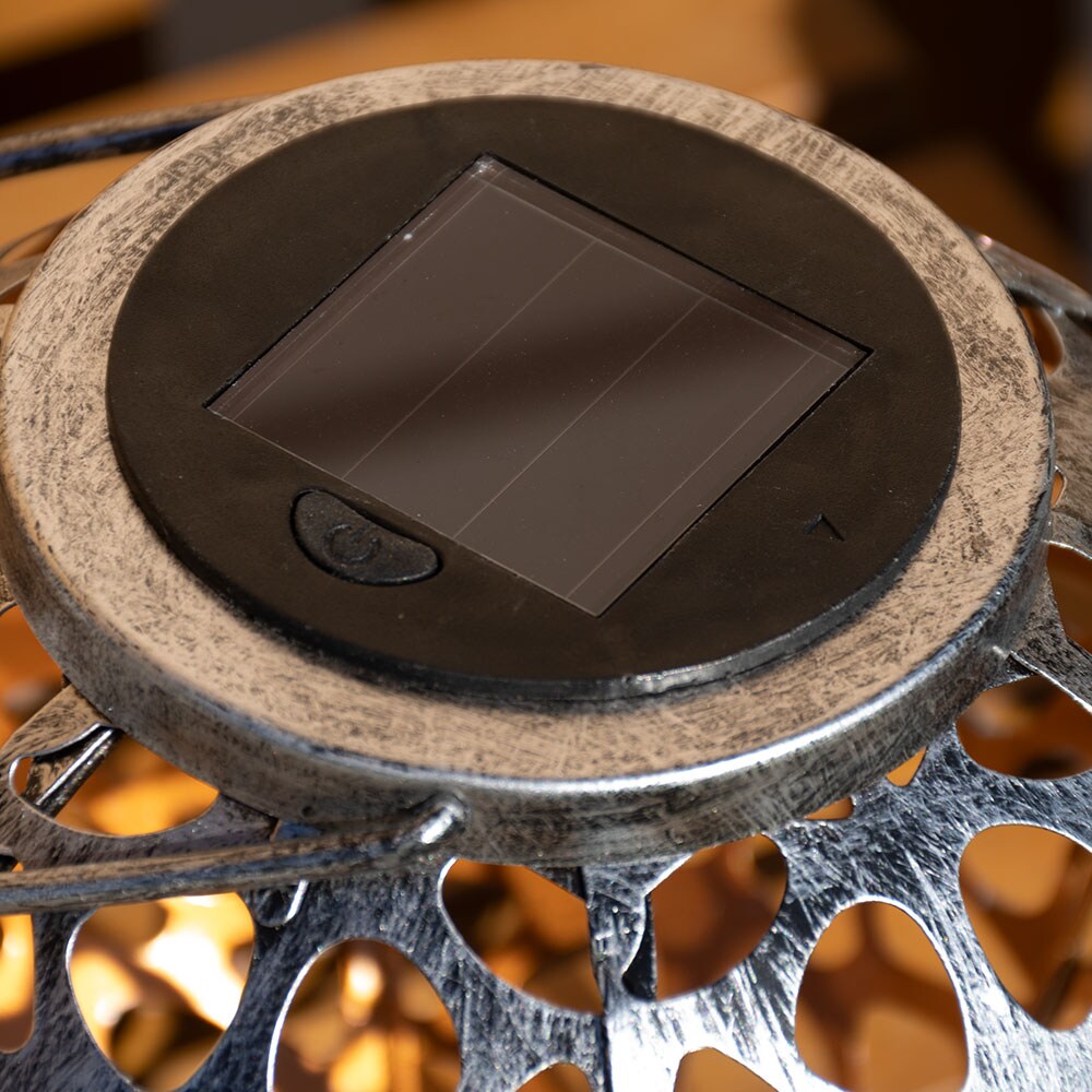 LED Solarleuchte, Kugel, Lichteffekt, silber-antik, H 29 cm