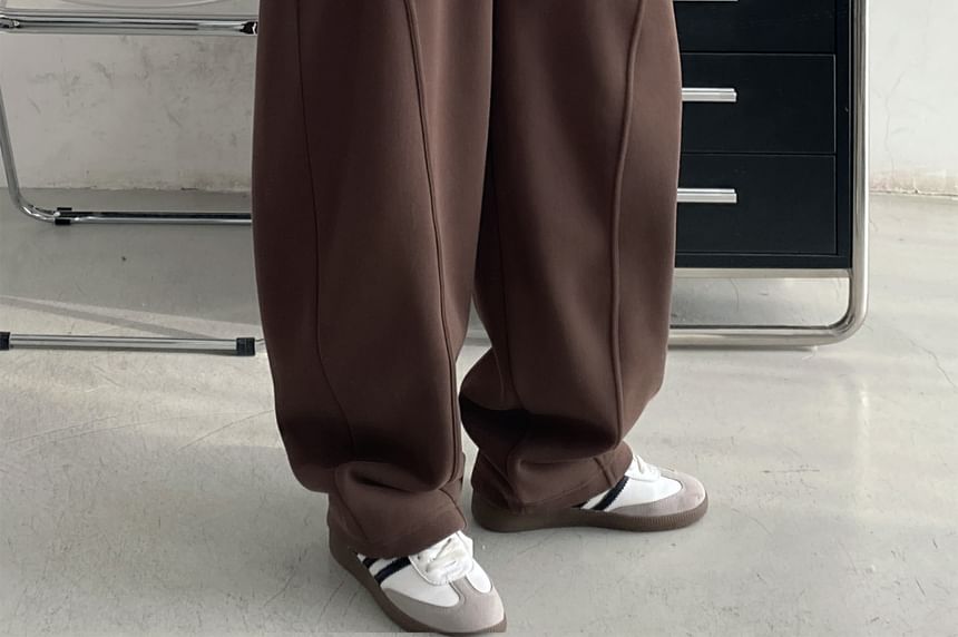 Cossita - Effen fleecegevoerde joggingbroek met elastische taille en wijde pijpen