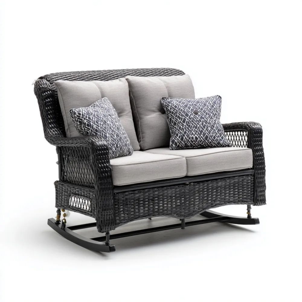 2-Sitzer-Gartensofa Rattan 120x75x85 cm - Dunkelgrau - Moderne Schauke