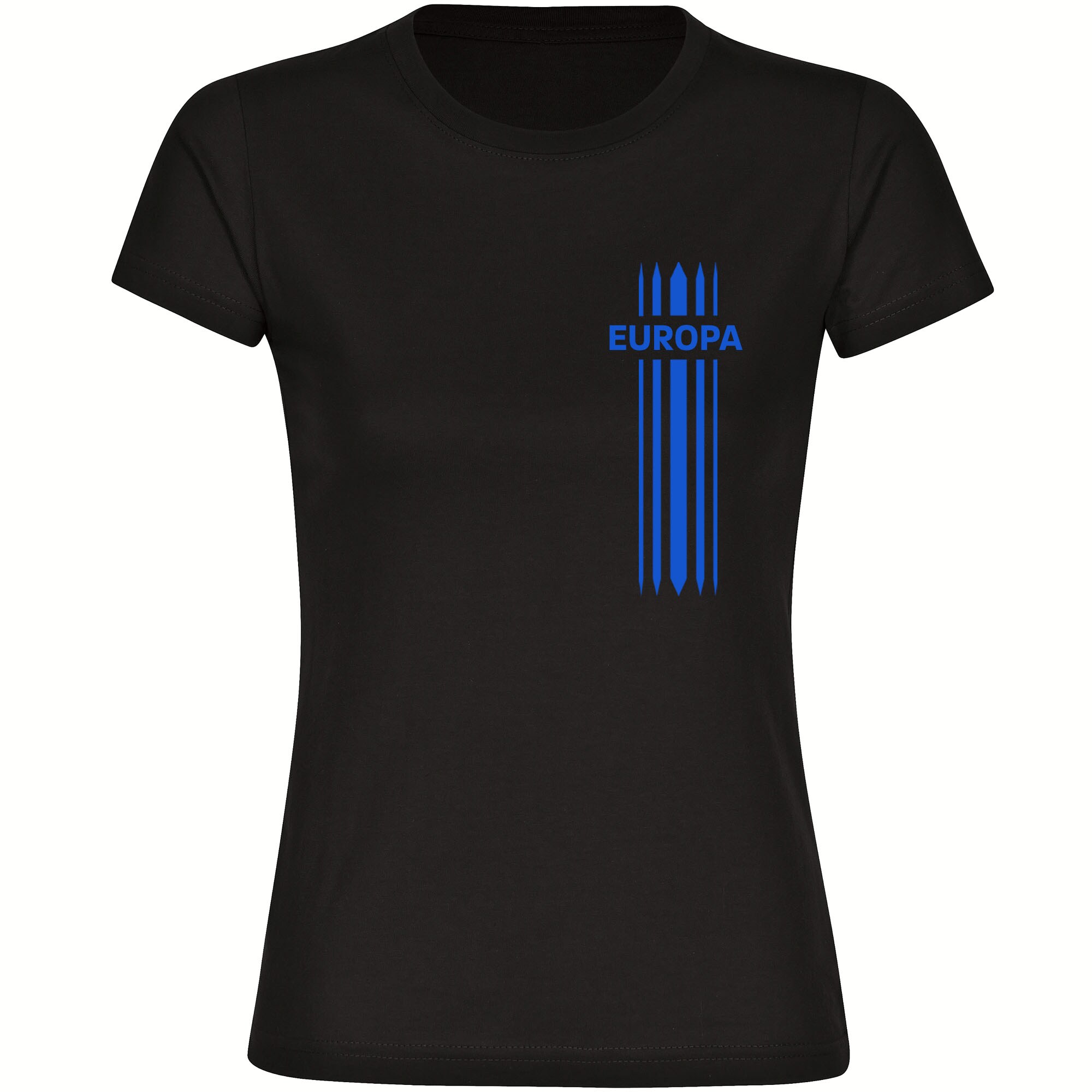 multifanshop® Damen T-Shirt - Europa - Streifen - Druck blau