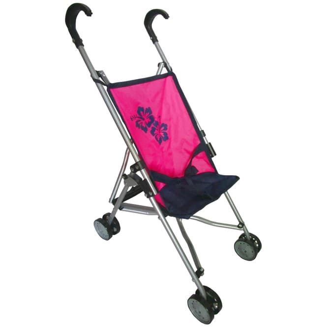 Puppenbuggy - pink/blau mit Blumen - Besttoy
