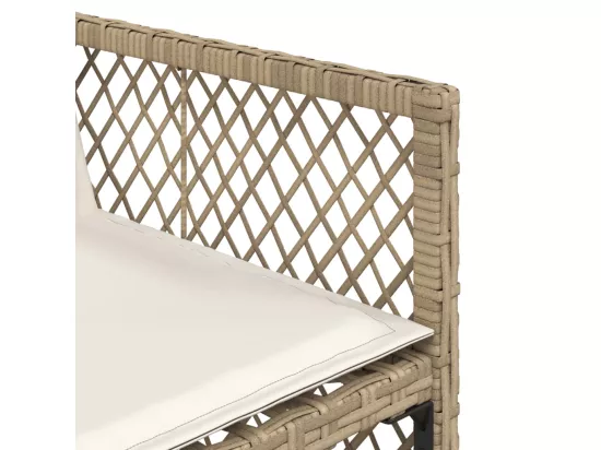 Ensemble à manger de jardin et coussins 11 pièces beige poly rotin