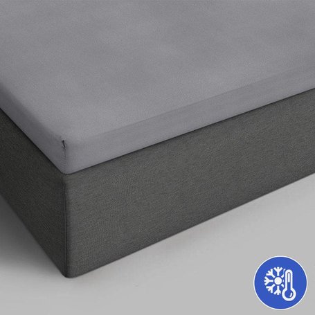 Hoeslaken Katoen - Topper - Grijs - 90 x 200