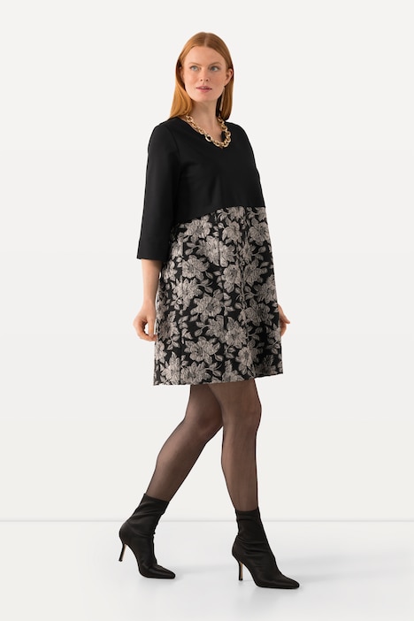 Kleid, Punto di Roma, Tunika-Ausschnitt, 3/4Arm