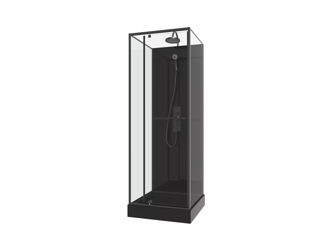 Cabine de douche installation réversible et hauteur ajustable - Noir - L90 x l90 x H213/232 cm - DAMILU