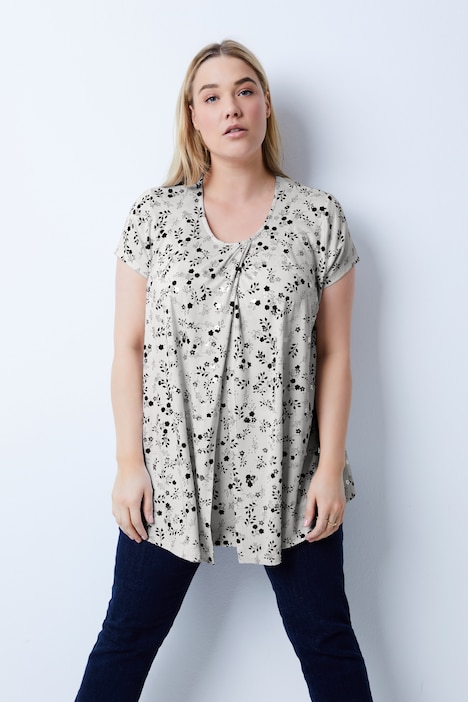 Bellieva-Shirt, doppellagig, Still Top, 3/4-Ärmel, Muster