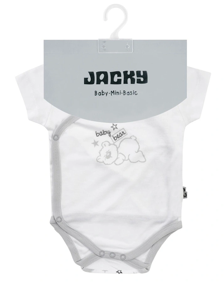 Kurzarm-Wickelbody BABY BEAR 2er-Pack in weiß/grau