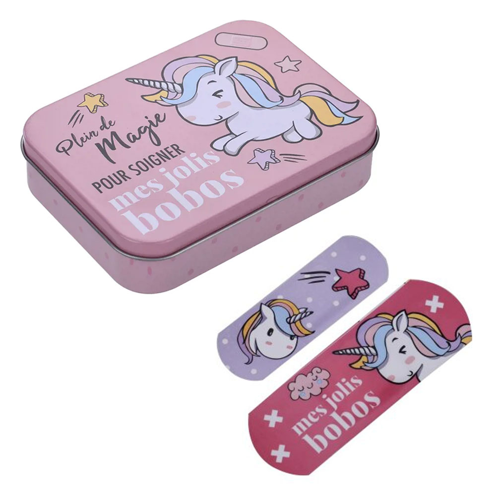 (24er Set) Kinder Pflaster Strips Unicorn Wundverband inkl. Metall Dose - Einhorn