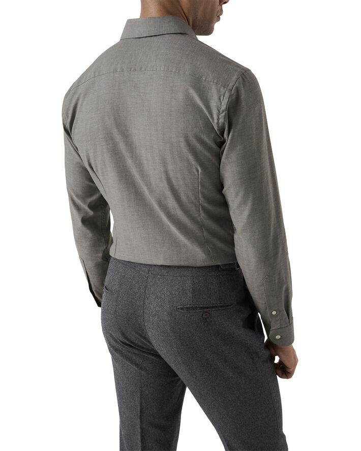 ETON HERRINGBONE WRINKLE FREE FLANNEL SH Grå
