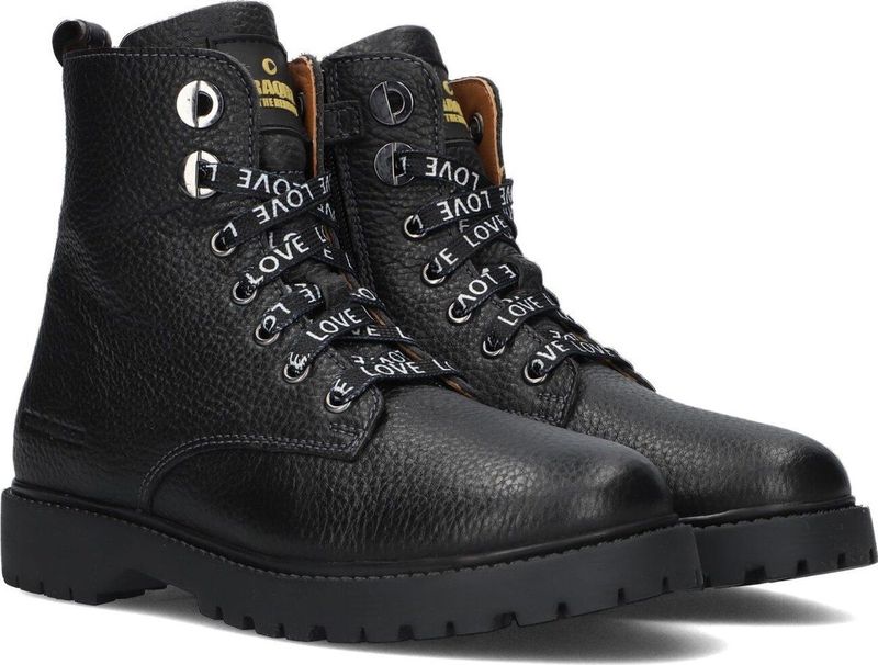 Braqeez - Belle Boot - Veterboots - Zwart - Leer