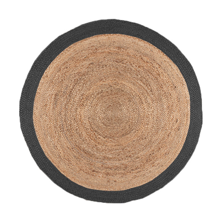 Jute vloerkleed - Fair Rond Naturel/Zwart | Bohemian