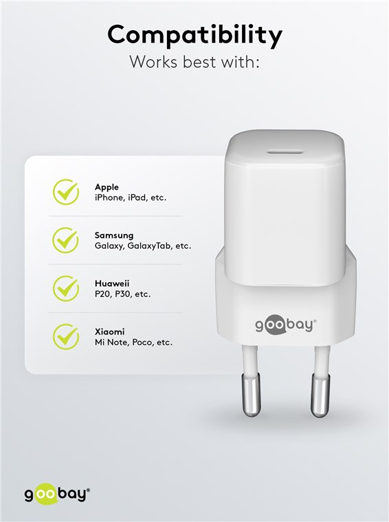 (30W/3A) Nano USB C GaN Ladegerät Netzteil Power Delivery (59716) - Weiss