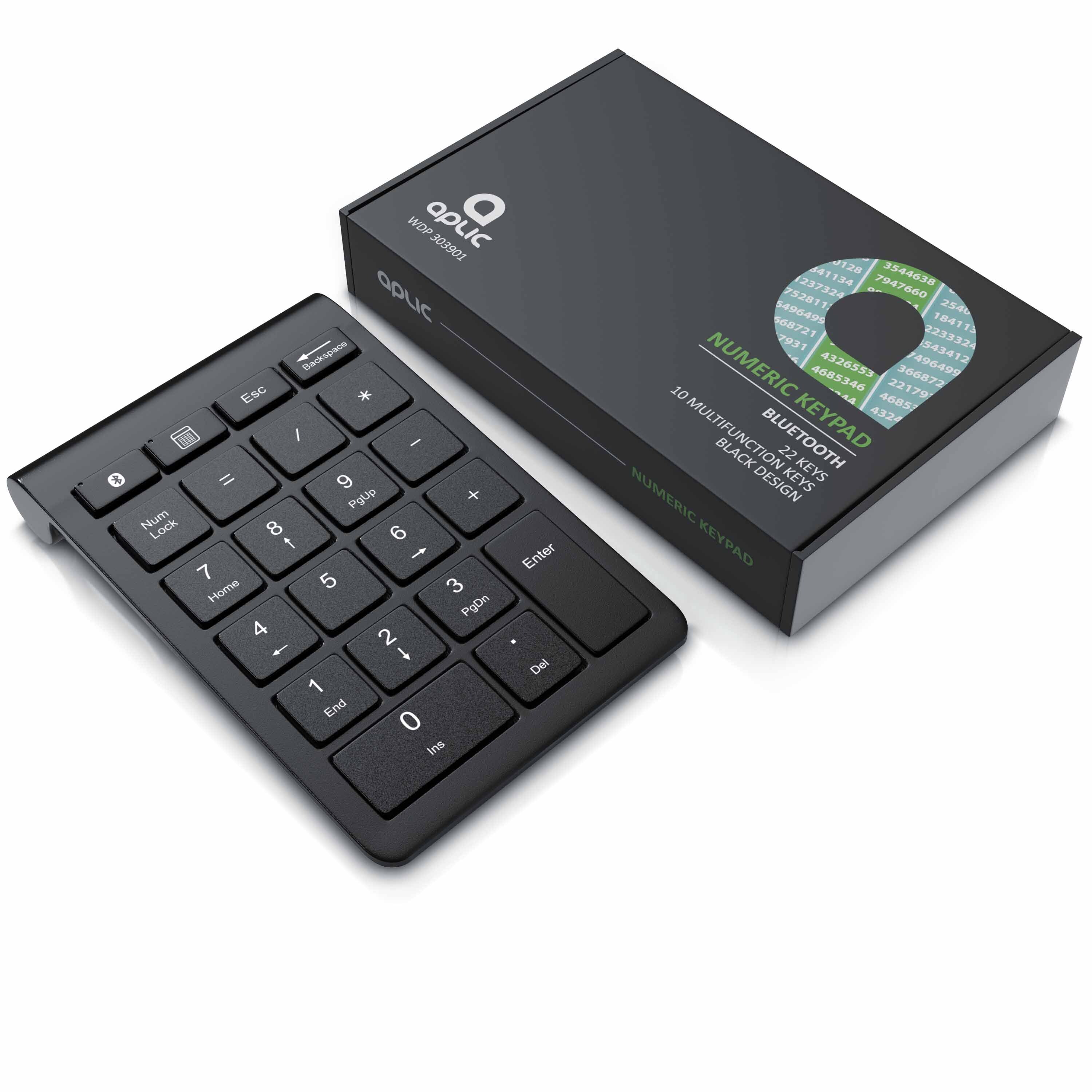 Aplic Bluetooth Numpad mit 22 Tasten Keypad / Ziffernblock mit Multimediatasten