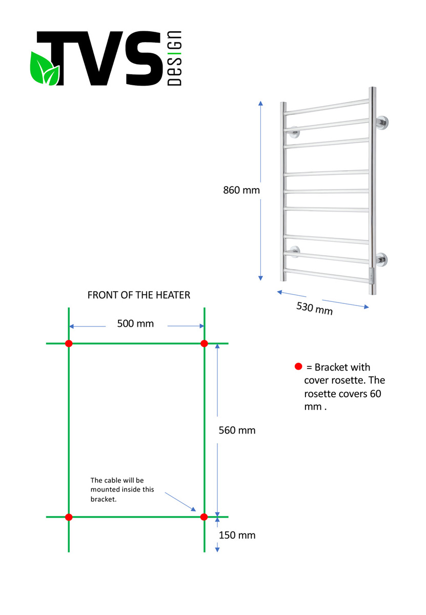 TVS Design Eldo 9 elektrische radiator wit 100W 86x53cm