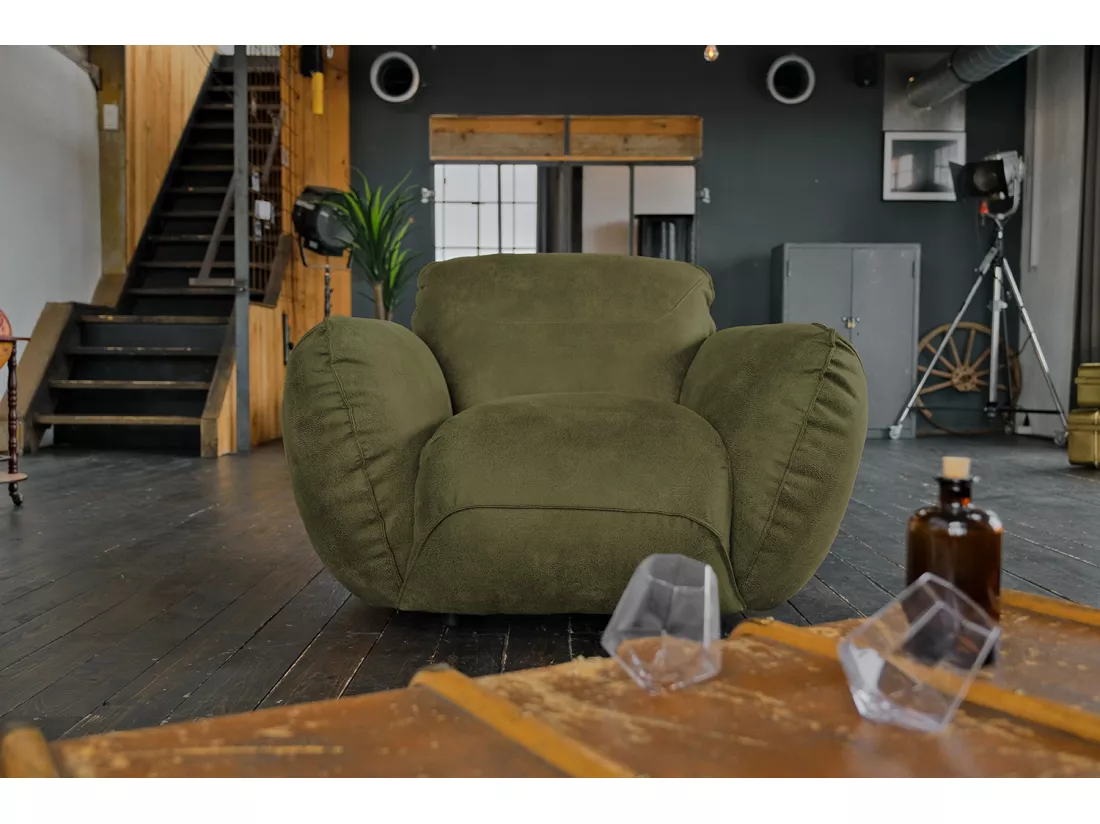 Fauteuil - Vert cuir - DAVITO