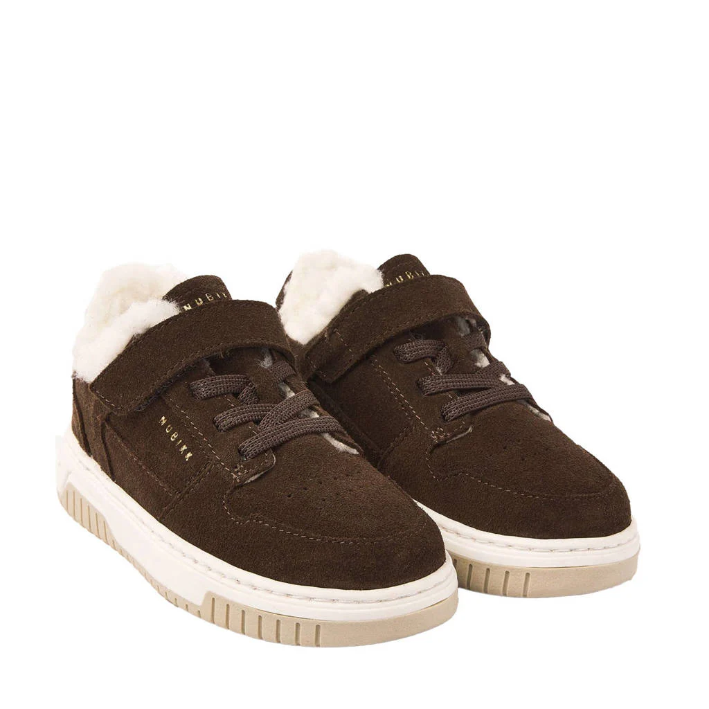 Nubikk Basket Teddy Jrgevoerde suède sneakers donkerbruin