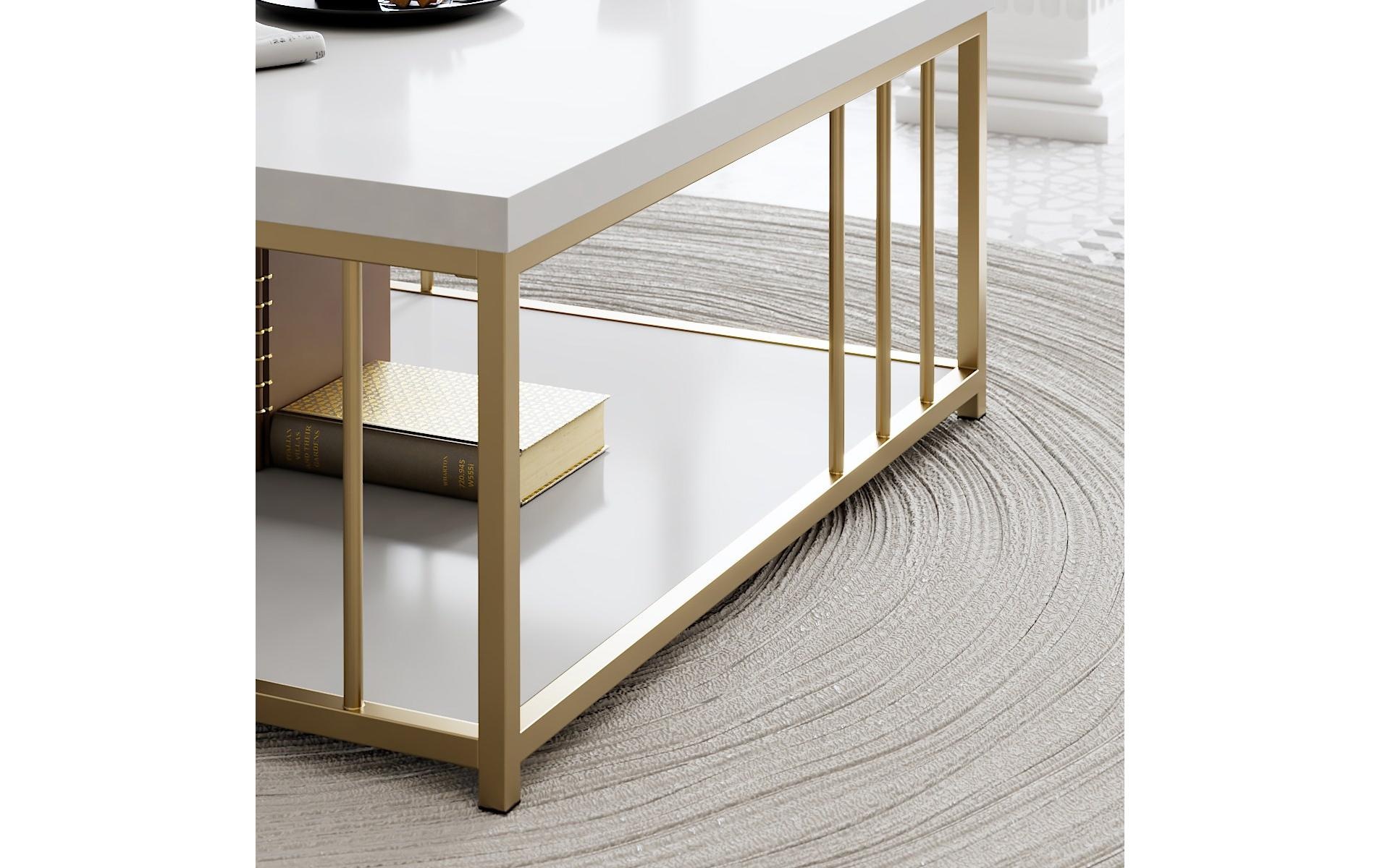 WOODY FASHION Beistelltisch »Zenn 90 x 39 x 40 cm, Gold/Weiss«
