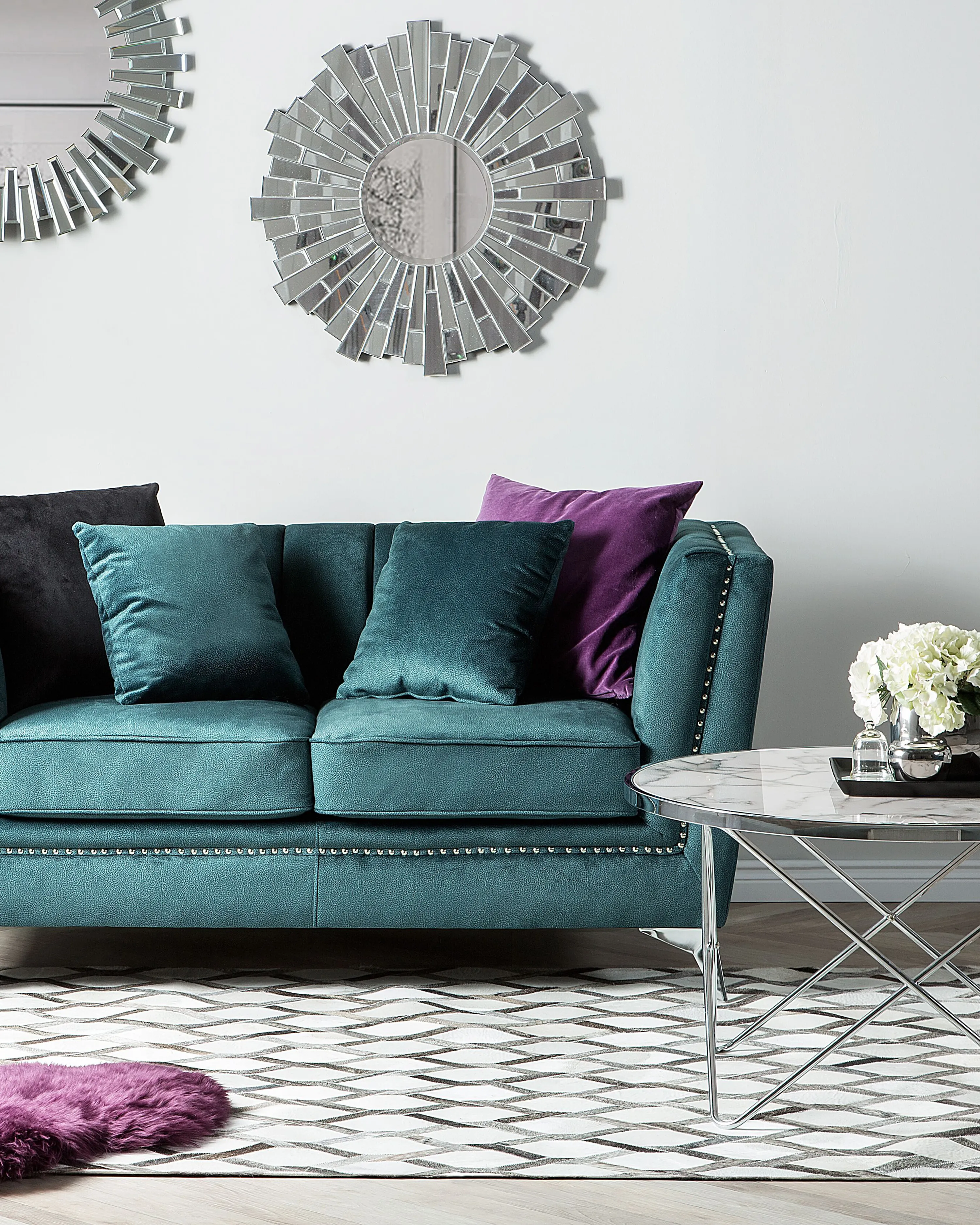 Vloerkleed AYDIN Grijs 160 x 230 cm Leer