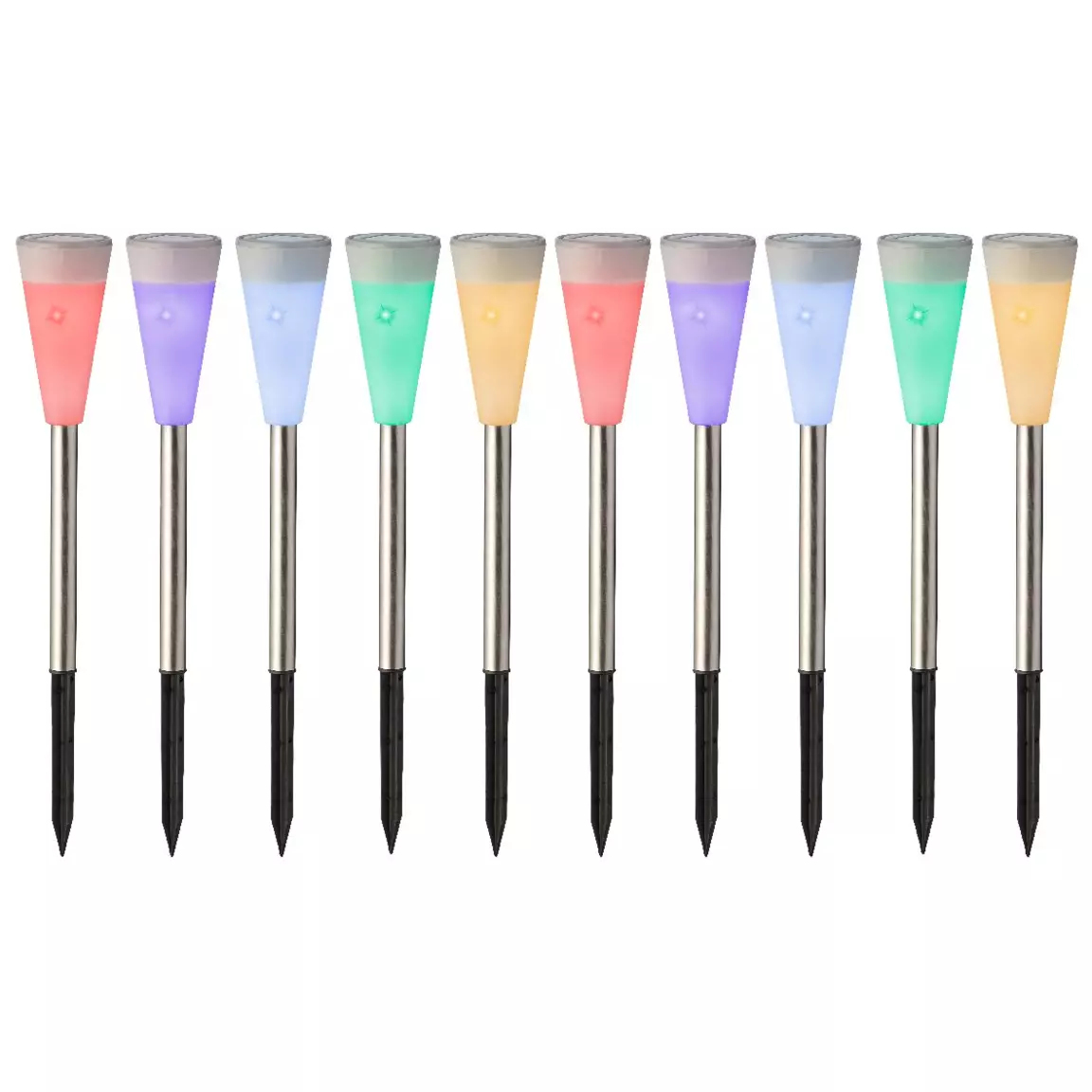 Lot de 10 bornes de jardin solaires (H26 cm) Marly Multicolore