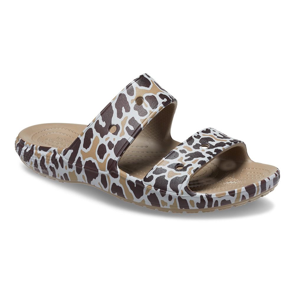 Crocs CLASSIC ANIMAL PRINT - Sandales Femme khaki/leopard