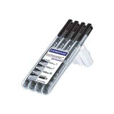 STAEDTLER LUMOCOLOR - Pack de 4 marqueurs permanents - pointes assorties - noir