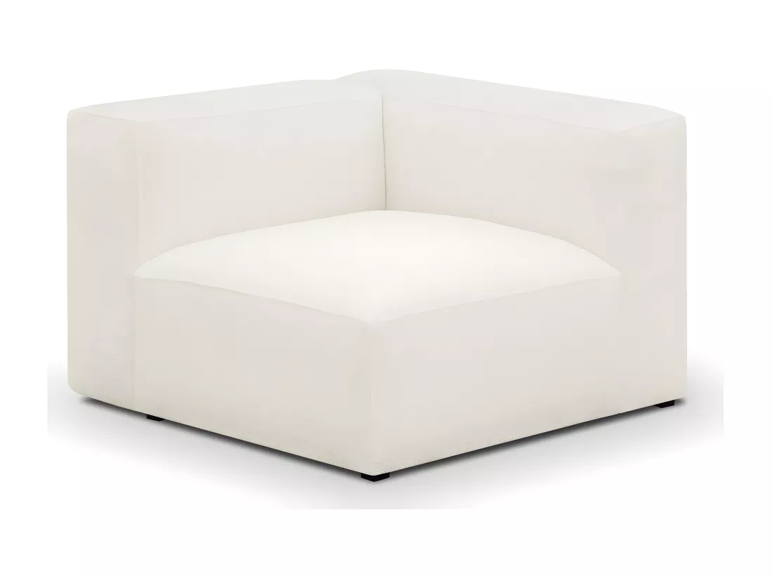 Canapé d'angle à droite modulable avec méridienne 4 places en tissu bouclette écru - Modulo