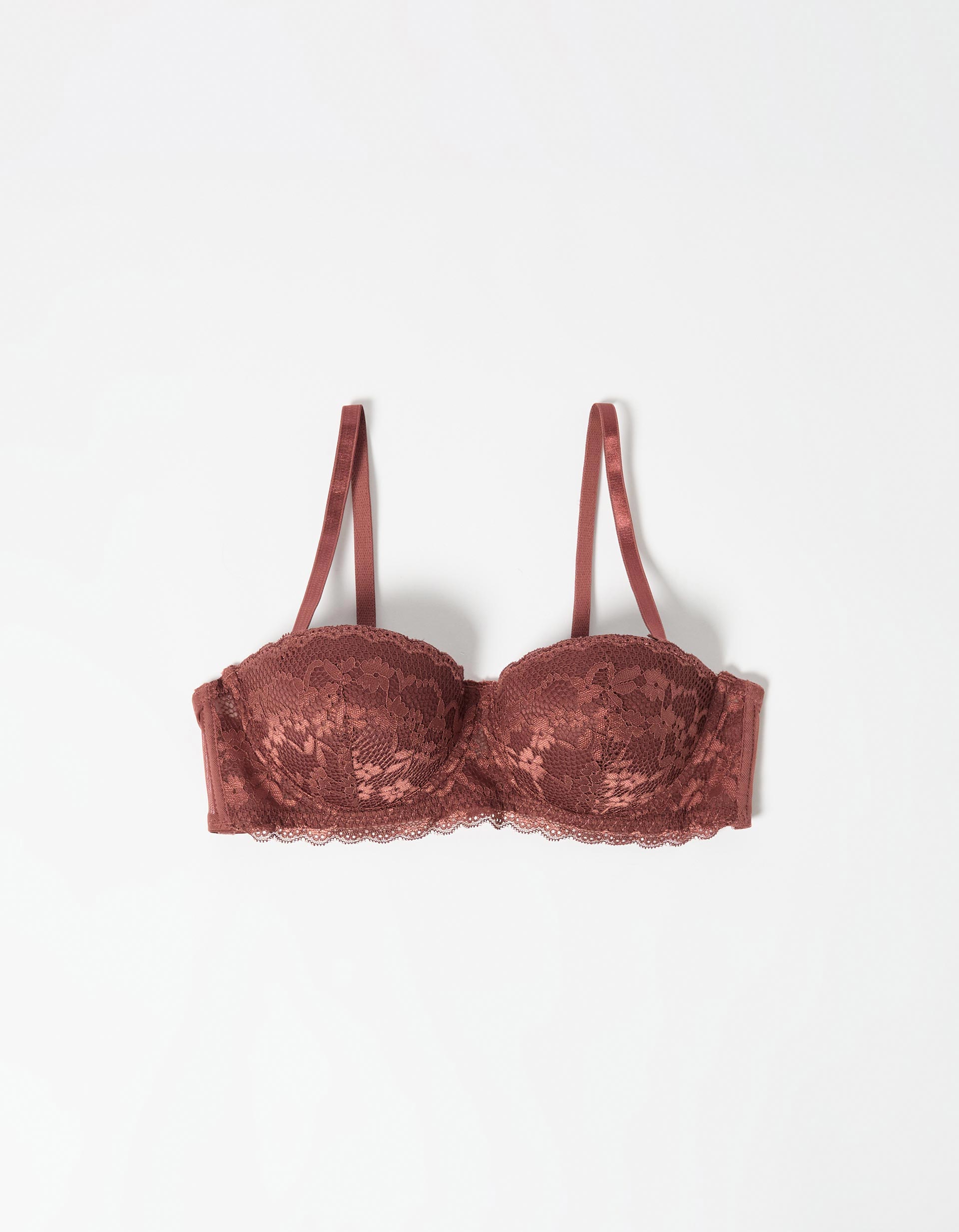 Soutien Push Up com Alças Removíveis, Mulher, Castanho